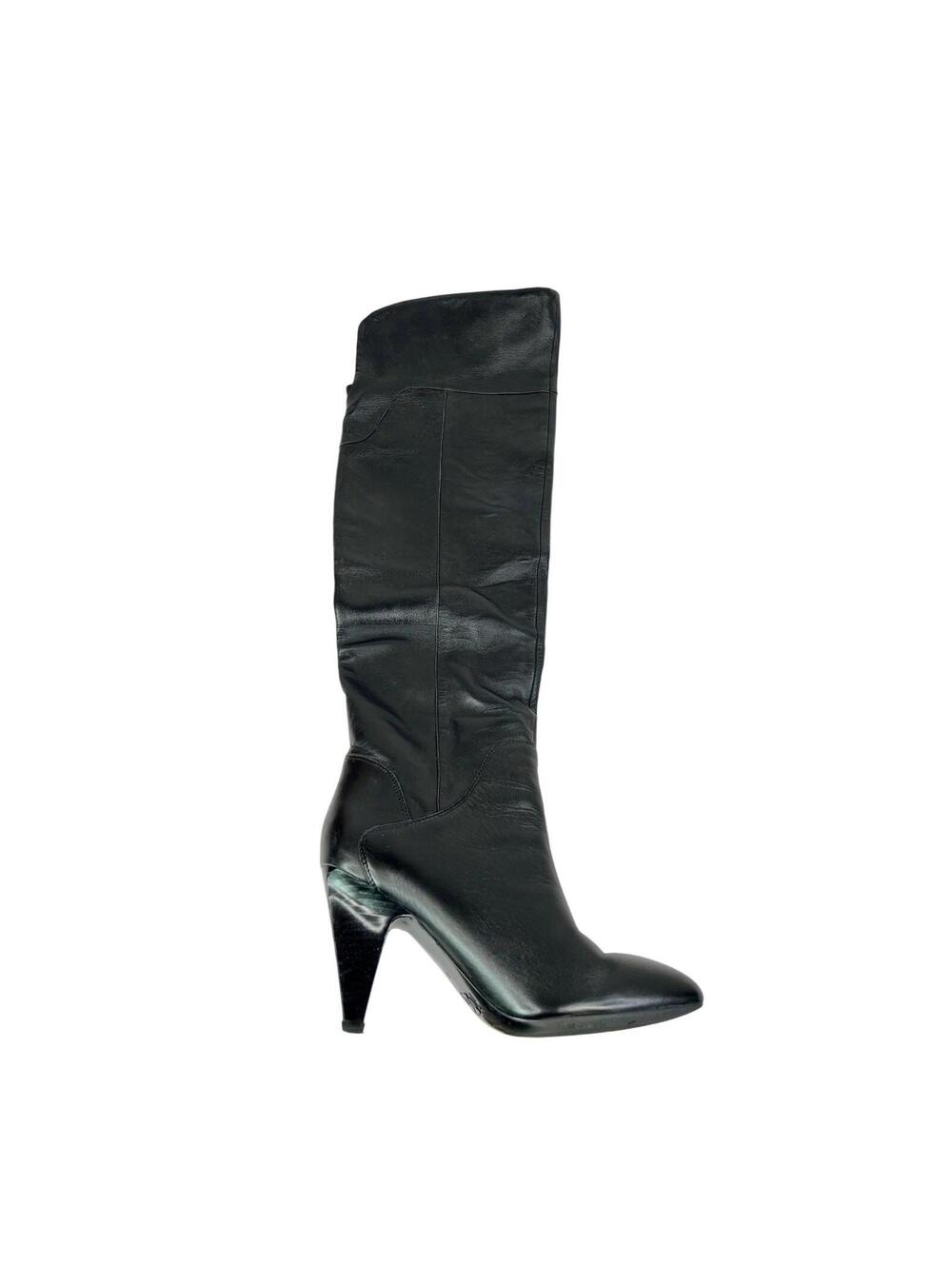 Guess Black Genuine Leather Knee High Boots Y2K Designer Formal Size US 7 Chic